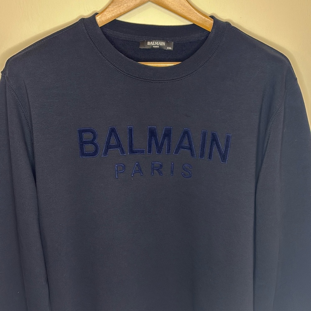 BALMAIN Paris Men’s Sweatshirt (Sweater), Navy, Size XXL
